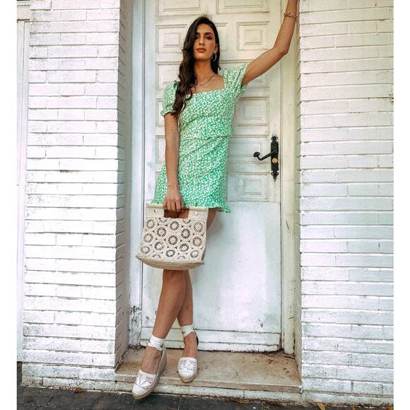 ๐ ZARA Linen Blend Belted Mini Dress NWT | Puff Sleeve Ruffle Hem L - Picture 13 of 16